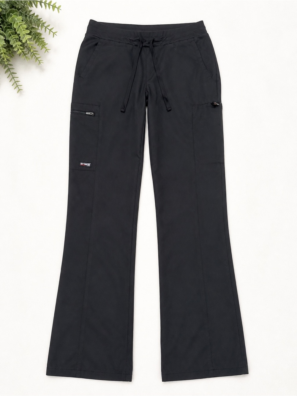 Black Drawstring Wide-Leg Cargo Scrub Pants greys anatomy